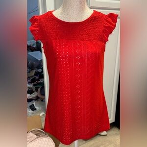 Red Ruffled Women's Top